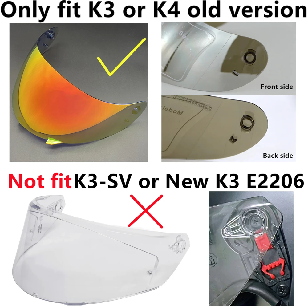 Visor untuk AGV Old K3 K4 Aksesori Helm Viseira Capacete Pengganti Lensa Tabir Surya Lapisan Antikabut Perlindungan UV Lentes