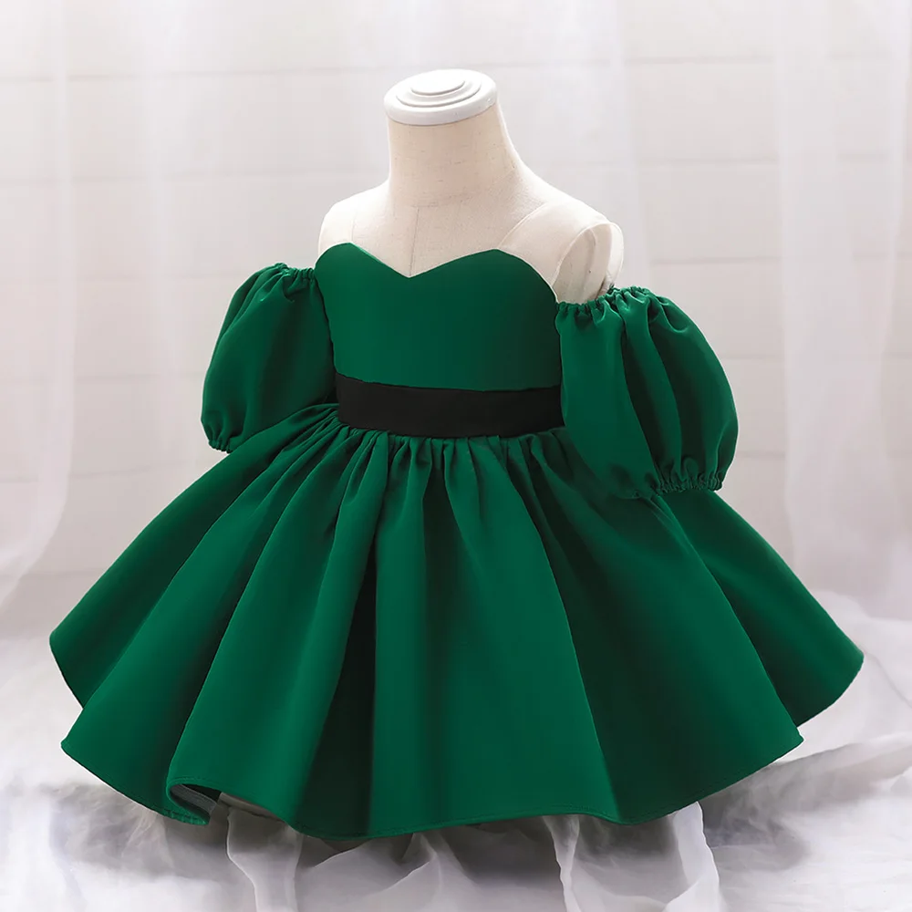 Christmas Dress For Girls 1st Toddler Kid Baby Party Princess Gown Formal Clothes Green Santa New Years Costume Christening