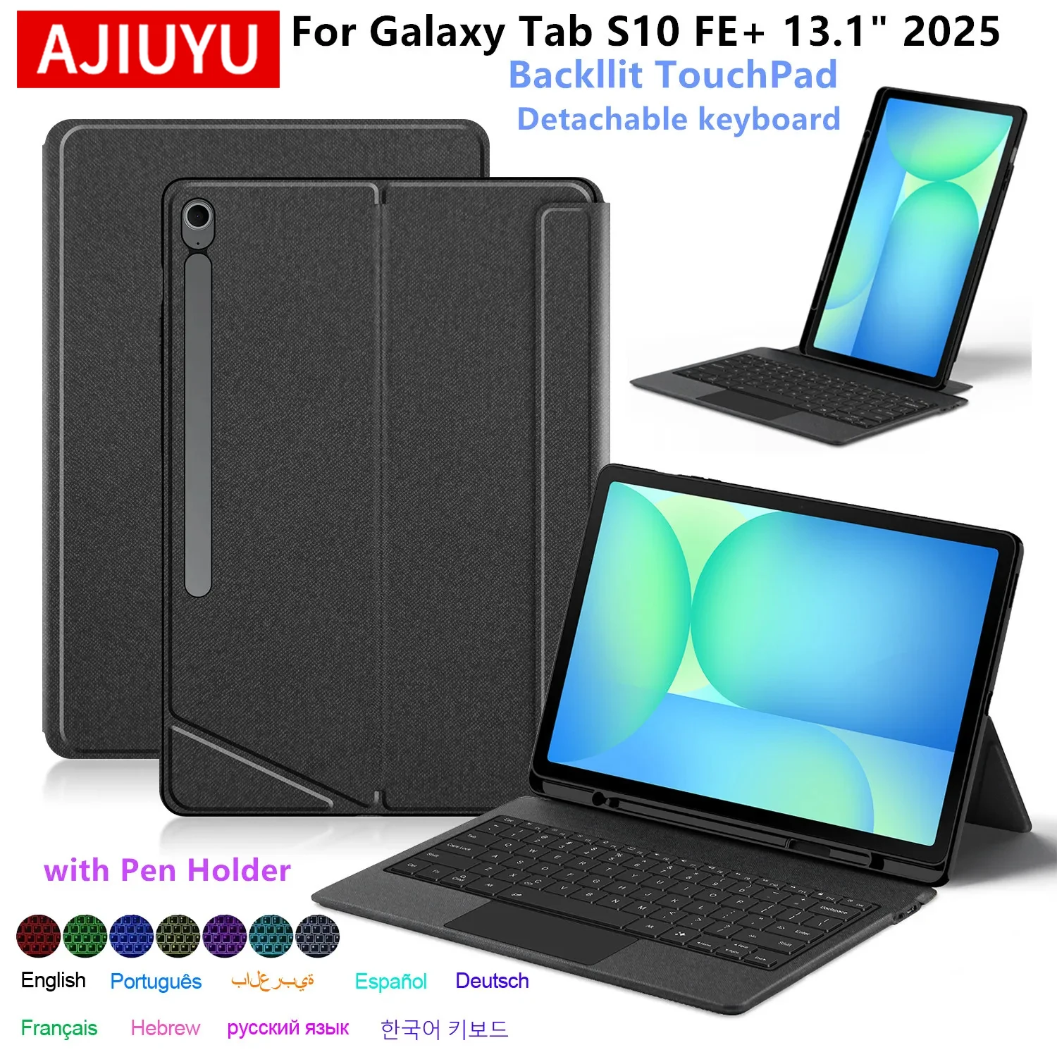 

Touchpad Keyboard for Samsung Galaxy Tab S10 FE Plus 13.1 Inch Case Tab S10 FE+ 13.1" Tablet Detachable Keyboard Cover Case