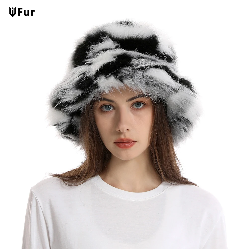 

2024 New Winter Warm Faux Fur Bucket Hats For Women Outdoor Caps Soft Fleece Fisherman Cap Fluffy Earwarmer Ski Vacation Hats