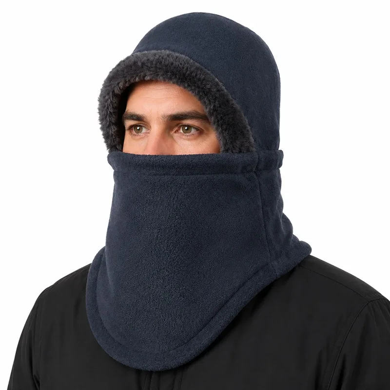 Winter Cycling Scarf Integrated Hat Women Fleece Face Mask Neck Men Thick Windproof Electric Vehicle Warm Headgear Cold Weather