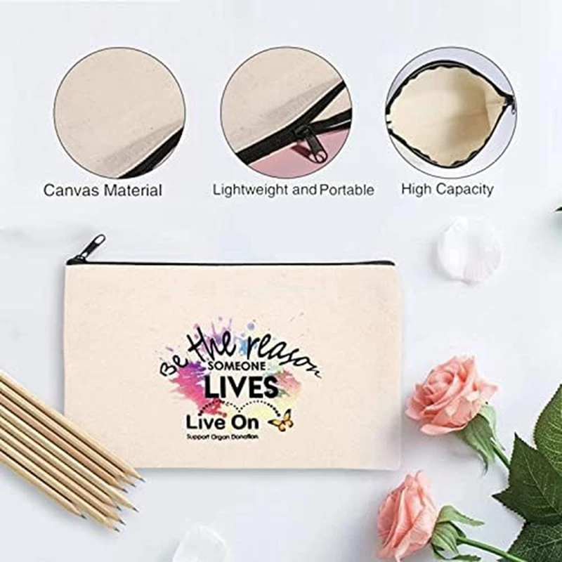 12Pcs Blank Canvas Bags Pencil Case Canvas Makeup Bags ,For Painting,School,Organizer