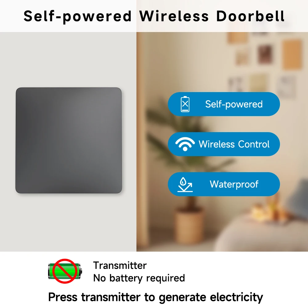 المنزل الذكي رمادي مفاتيح لاسلكية تعمل بالطاقة الذاتية للأضواء طقم مفاتيح الإضاءة الحركية مفاتيح الإضاءة عن بعد زر الضغط اللاسلكي #2