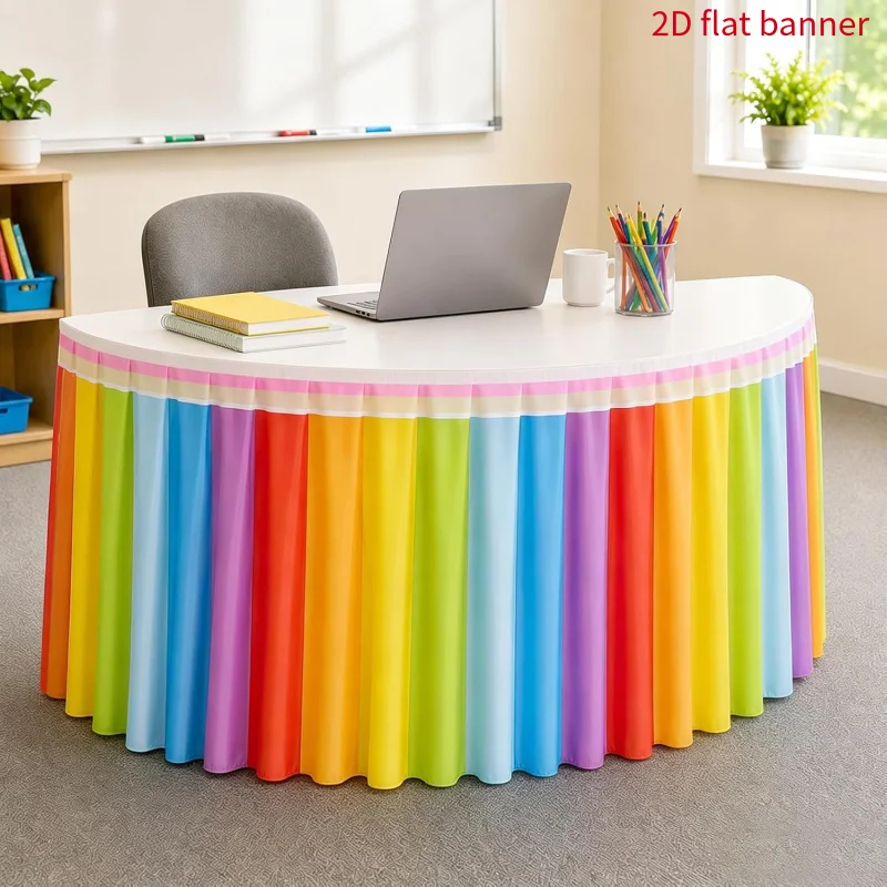 2D flat 1pc, rainbow table skirt for teachers' desks, for classroom decoration | Suitable for preschool, kindergarten