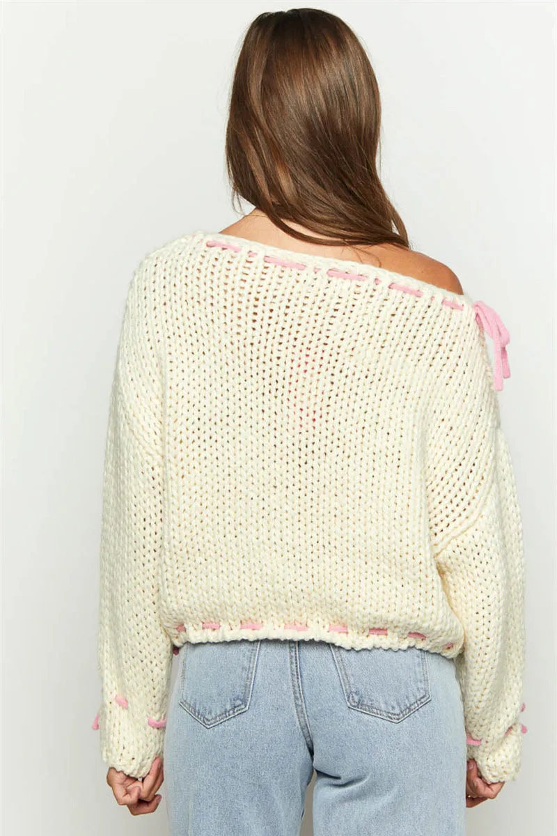 2025 Jesień/zima Nowy styl Sweter z długim rękawem Luźny top z dzianiny