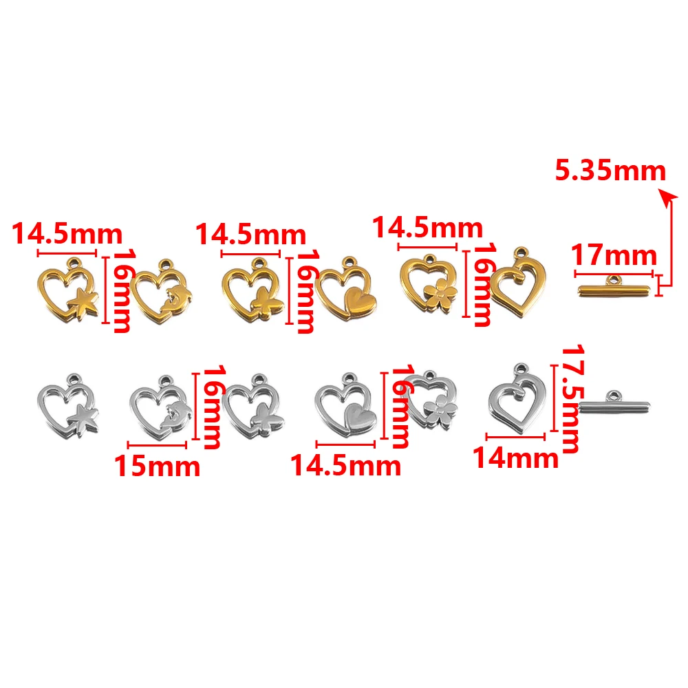 5 مجموعات القلب OT المشبك الفولاذ المقاوم للصدأ تبديل المشابك بار موصل DIY بها بنفسك صنع المجوهرات سوار السنانير الحرف القلائد لوازم #6