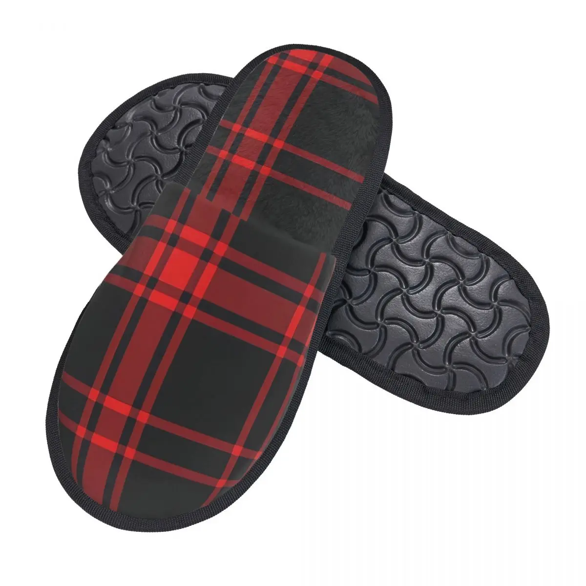 Plush Indoor Slippers Classic Plaid Checkered Tartan Pattern Warm Soft Shoes Home Footwear Autumn Winter