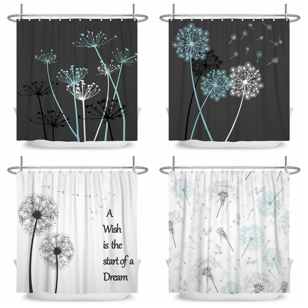 Dandelion Flowers Shower Curtain Modern Nordic Minimalist Waterproof Polyster Home Decor Bathroom Curtain with Hooks