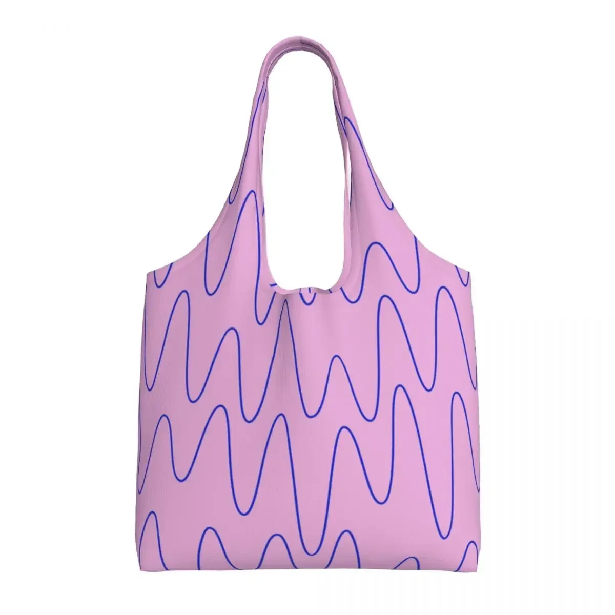 Custom Sound Waves Pink Flamingo Shopping Tote Bag Street Mmural Art Eldridge Groceries Canvas Shopper Shoulder Bags Handbags