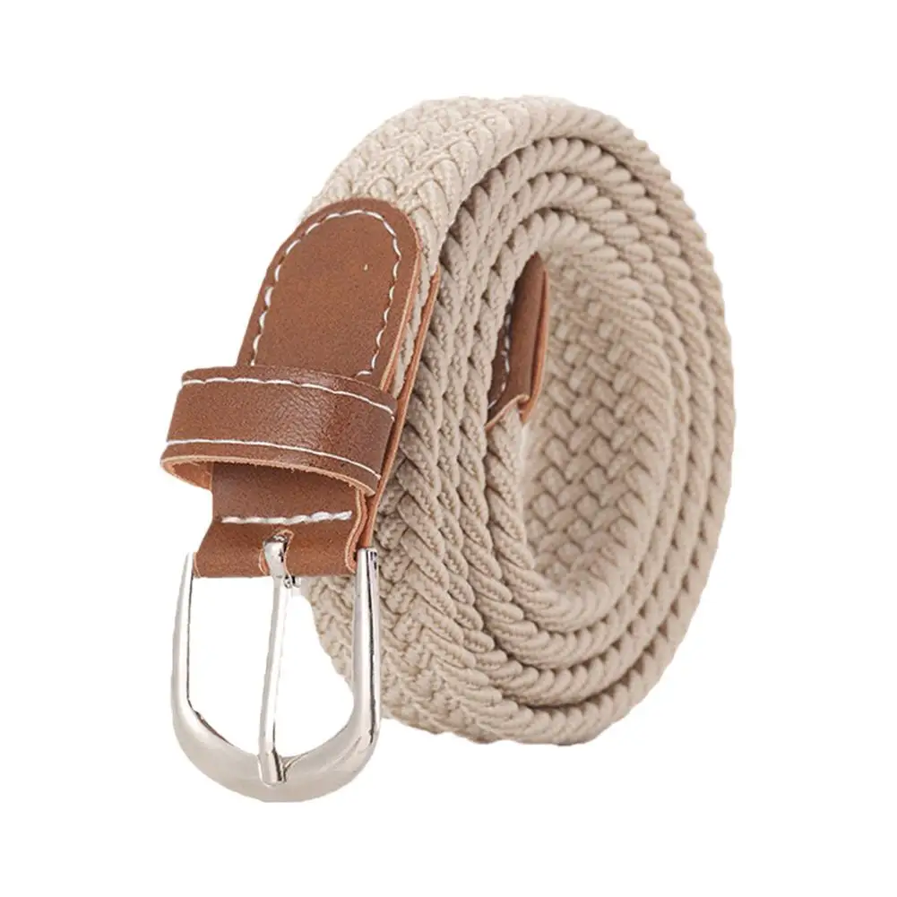 100cm Casual Knitted Pin Buckle Belt Woven Canvas Elastic Expandable Braided Stretch Belts Hole-free Belts For Women Men Jeans