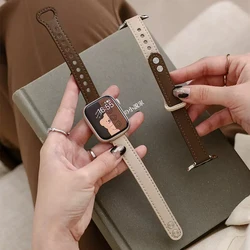 Leather Strap for Apple Watch Band 44mm 45mm 41mm 40mm 49mm 42mm 38mm Bracelet for IWatch Series 9 SE Ultra 8 7 6 5 4 3 New