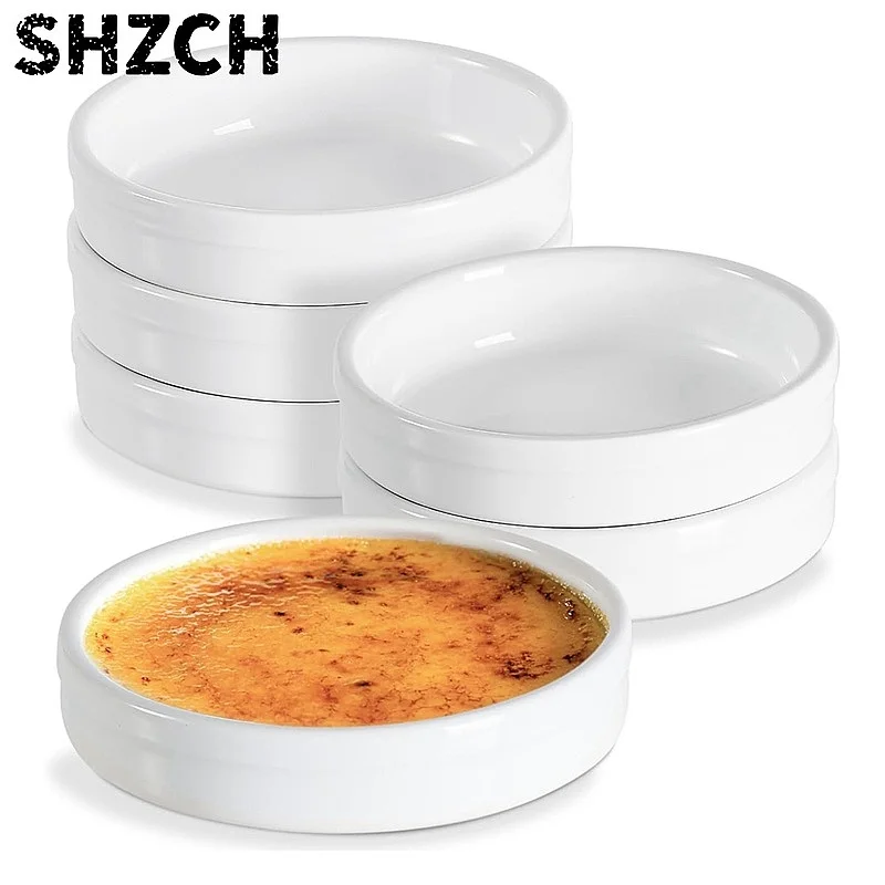 Ramekins 4 Oz Oven Safe, 6 Pack Ceramic Souffle Dishes for Creme Brulee Custard Baking