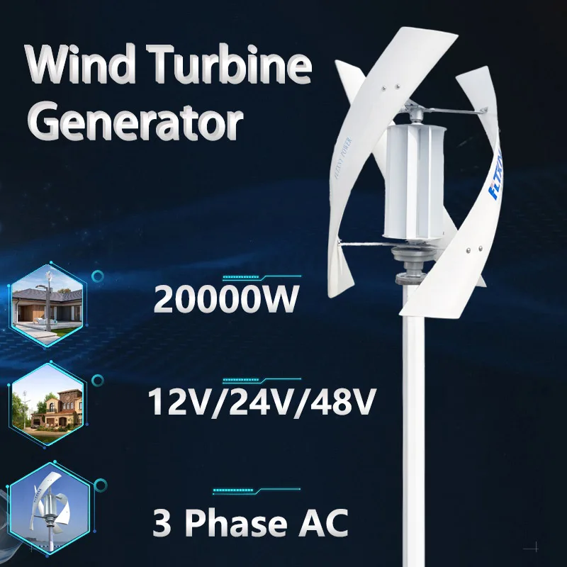 

MYSN 20kw Wind Turbine Generator 10000W Wind Power Dynamo 48v Magnetic Windmill With Charging Controller 220V Inverter