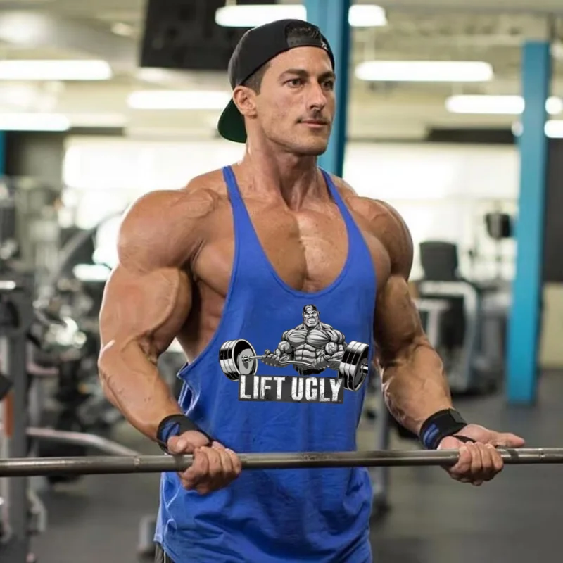 Men's Sports Breathable Sleeveless Vest - Gym Fashion Casual Quick Drying Top with Weightlifting Pattern Print, Fitness Running