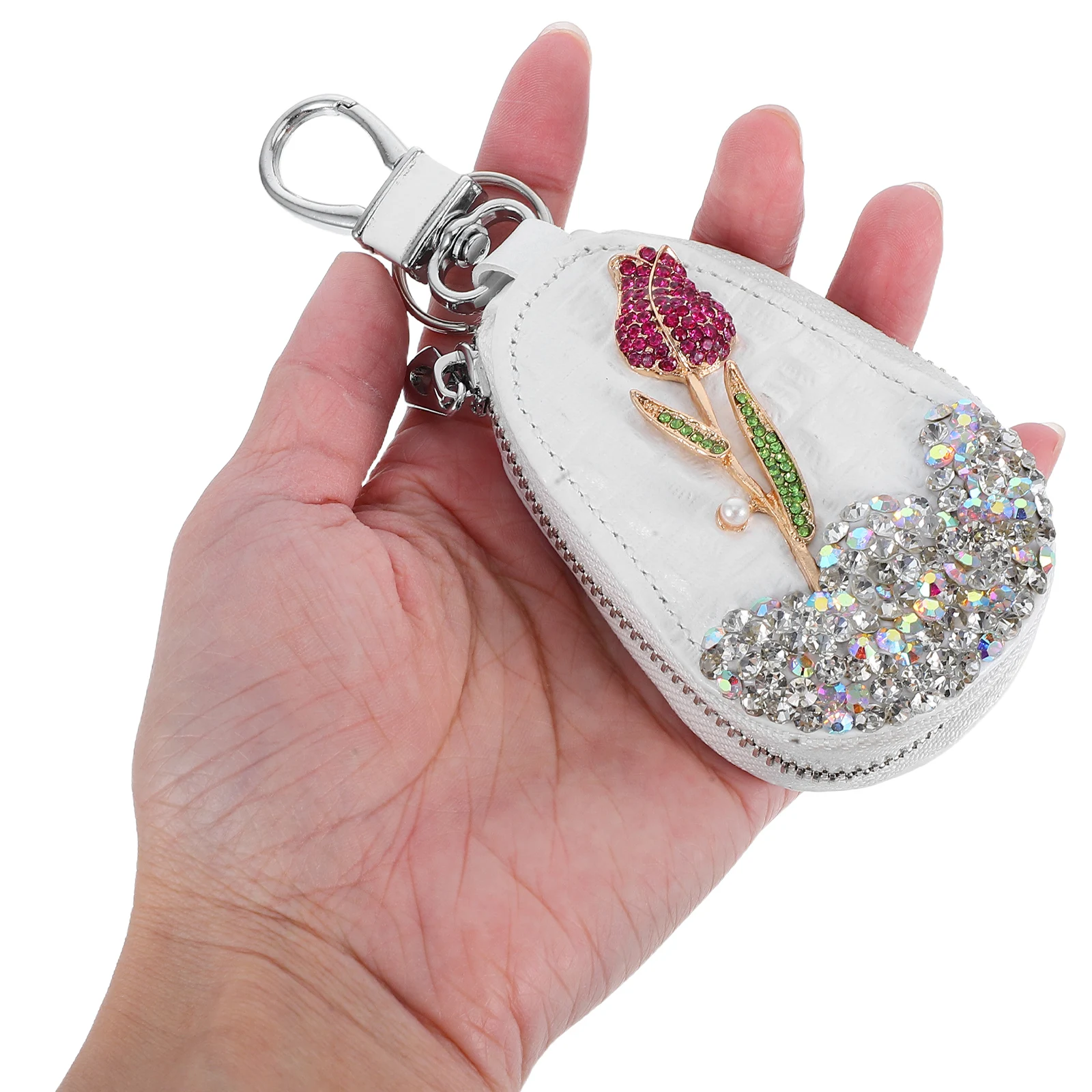 

Diamond Key Fob Holder Rhinestones PU Material Remote Case Protector Bling Keys Cover Small Pouch Keychain