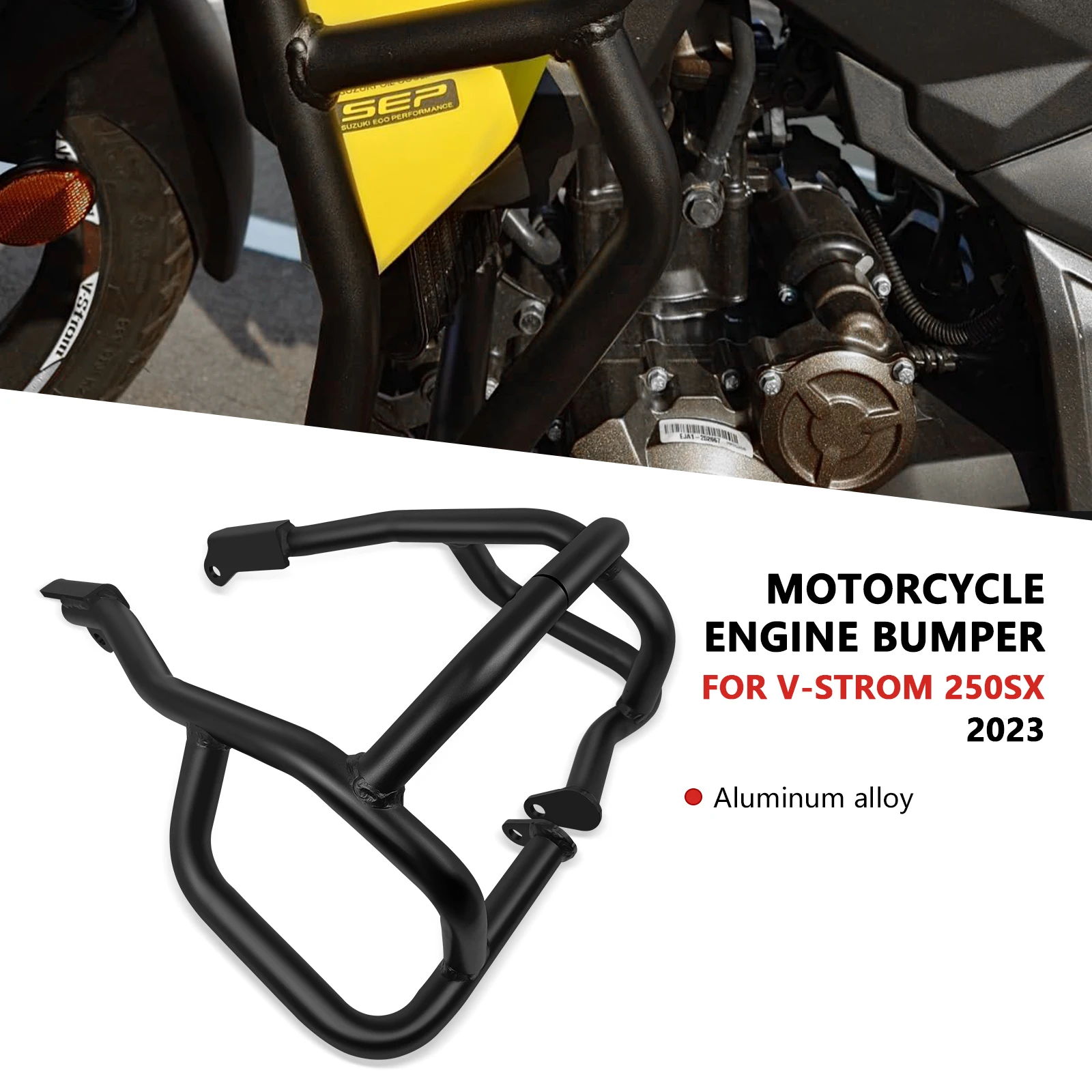 

Для мотоциклов V-Strom 250SX 2025, 2024, 2023: Защита двигателя, защита кузова, защита рамы, комплекты бамперов, дуги безопасности (Crash Bar)