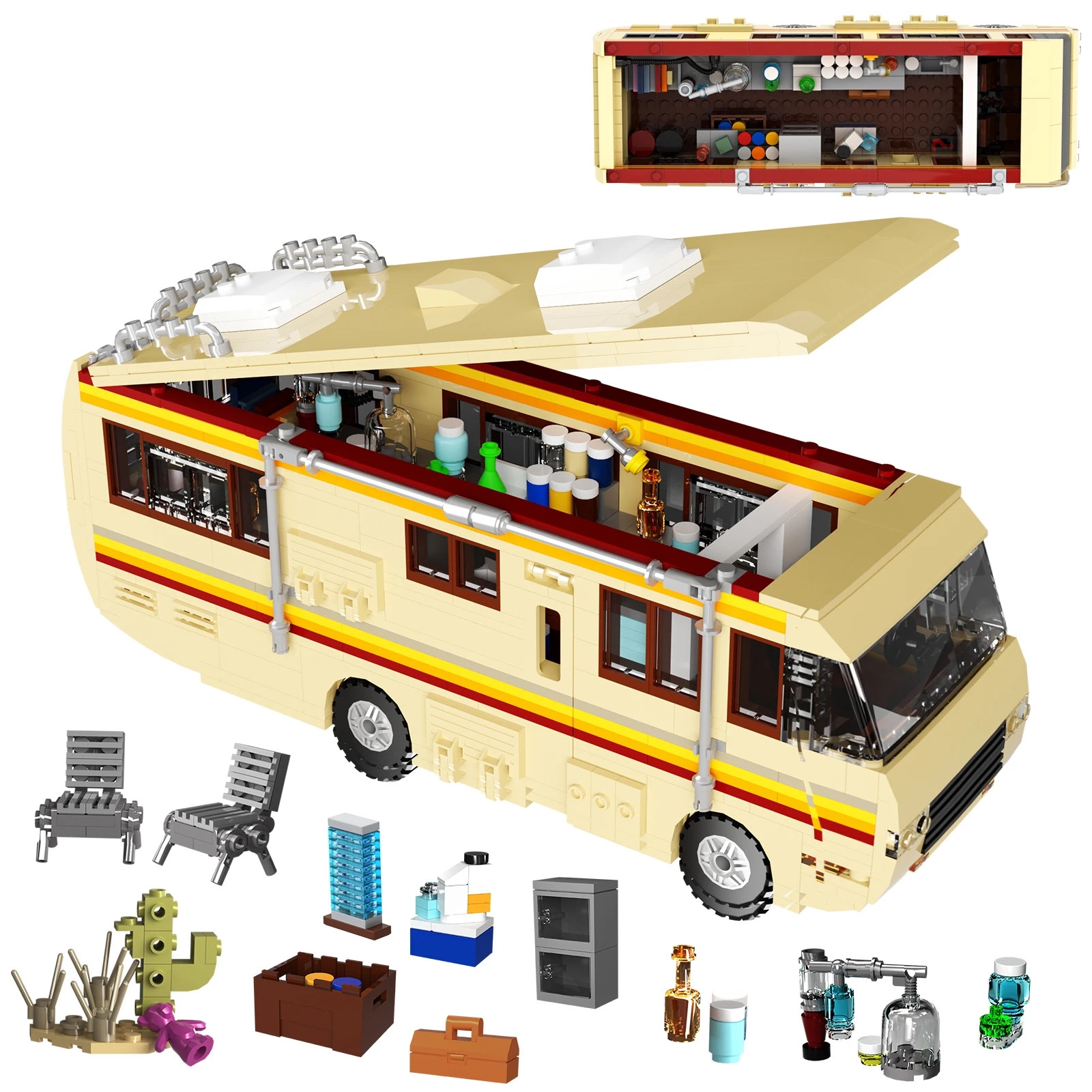 New Breaking Bad Cooking Lab RV Car Building Blocks Set Walter White Van DIY Vehicle Toy Blocks For Children Birthday Gifts Toys