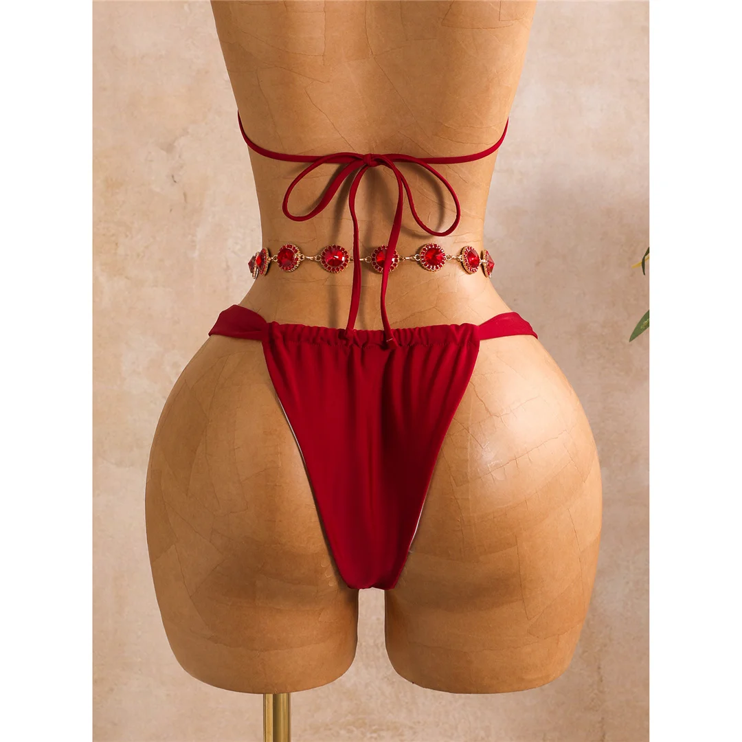 Mit langen Ärmeln, als Überwurf, Neckholder-Bikini, Damen-Badebekleidung, dreiteiliges Bikini-Set, Badeanzug, Badebekleidung, Schwimmbekleidung V8423 – Detail 14