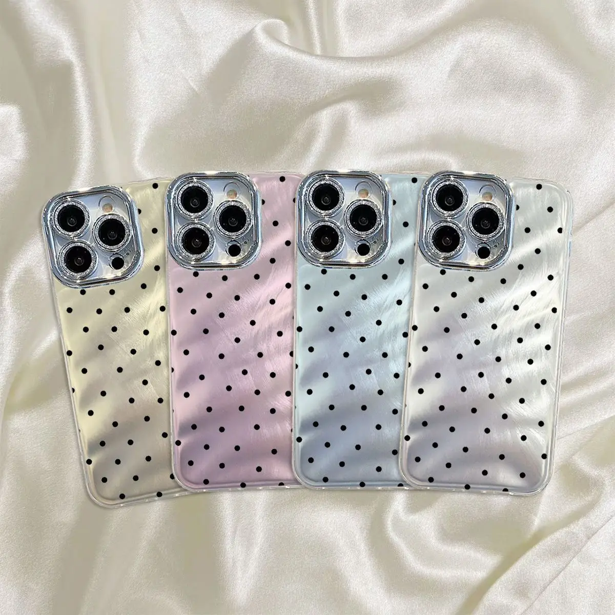 

Phone Case For iPhone 16 15 14 13 12 11 8 7 X XS XR Pro Max Plus New INS Feather Yarn Polka Dots Pattern Protective Cover