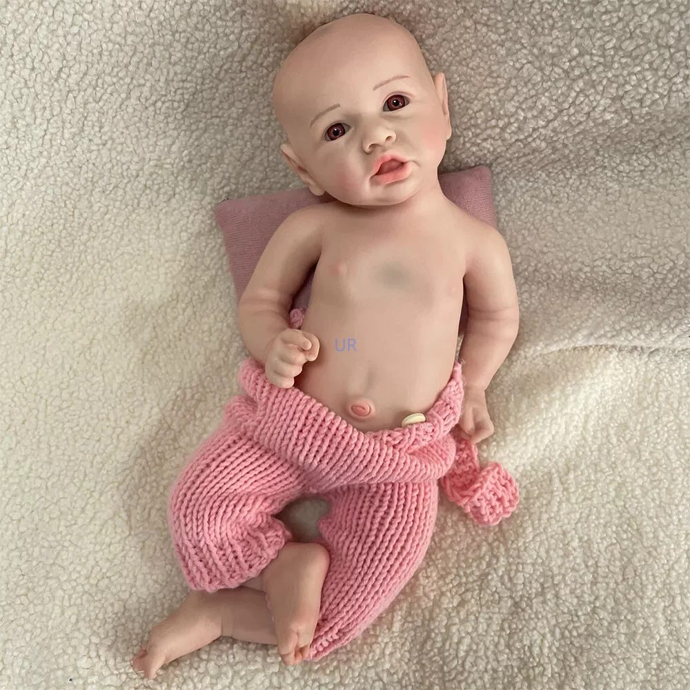 18" Lifelike Reborn Baby Doll Painted Full Body Silicone Waterproof Newborn Silicone Baby Girl Doll For Family'S Gift