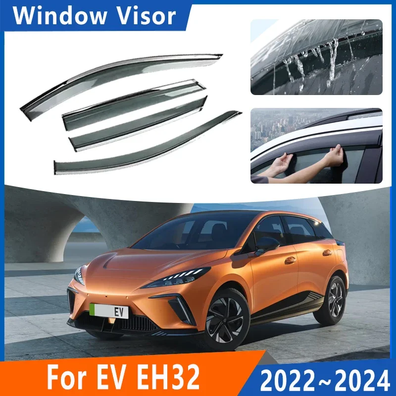 

Car Window Door Visor For MG4 EV 2022 2023 2024 EH32 Weathershields Side Deflector Awning Sun Rain Guard Cover Accessories 4PCS