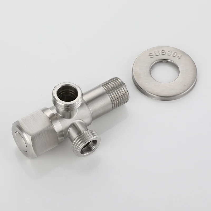 الفولاذ المقاوم للصدأ صمام زاوية G1/2 الباردة الساخنة صمام إيقاف الماء الحمام كلبشة صمام موصل ل بالوعة المرحاض حوض سخان المياه