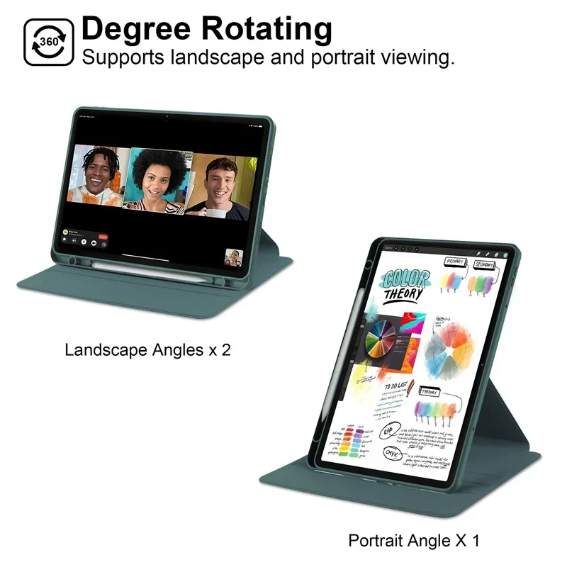 360° Rotation Case for Xiaomi Poco Pad M1 with Pencil Holder for Redmi Pad 2 Pro 12.1 Cover Rotation Horizontal/Vertical Stand