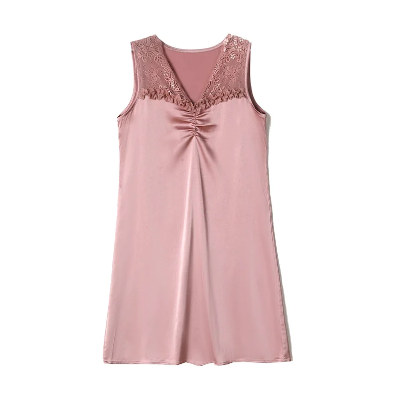 2025 Dames Zomerjurk Satijn Kant Sexy Vrouw Kleding Mode Luxe Ijs Zijde Hemdje Jurk Nieuwe Witte Elegante Jurken Vrouw