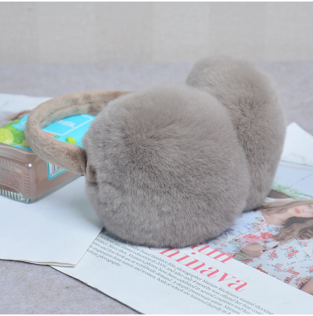 Rex Rabbit Fur Hang Ear Cover Warm Winter Earmuffs Headwear Ear Muffs Fur Earmuffs Cold Ear Warmer Fold Ear Protection Headband