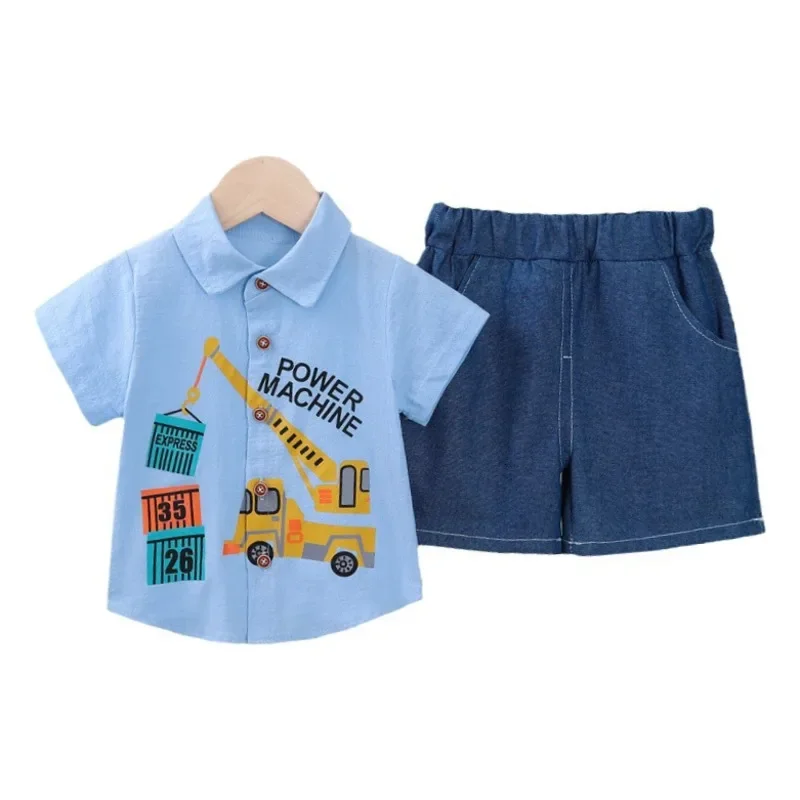 Novo verão roupas de bebê terno crianças meninos roupas crianças camisa shorts 2 pçs/sets criança casual esportes traje infantil agasalhos