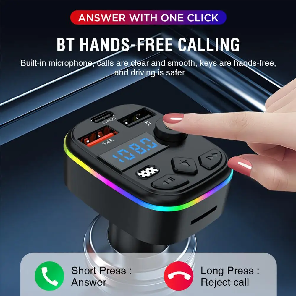 FM Transmitter Support TF Card U Disk Car MP3 Player Car Charging HandFree USB C Wireless Charger Type Phone Tool Car Cell V0L0