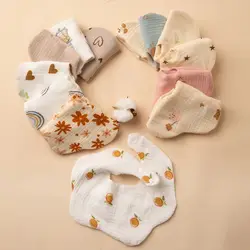 Cotton soft New Print Baby Bib Newborn Burp Cloths bib 360 degree petal Gauze Scarf for Kids Boy Girls Feeding Drool Bib