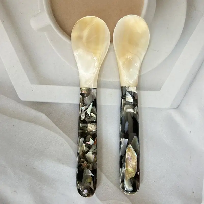 Pearl Spoon for Caviar 5 Pieces Mother of Pearl Spoon Caviar Server Decorative Stirring Spoons for Egg Ice Cream dessert coffee