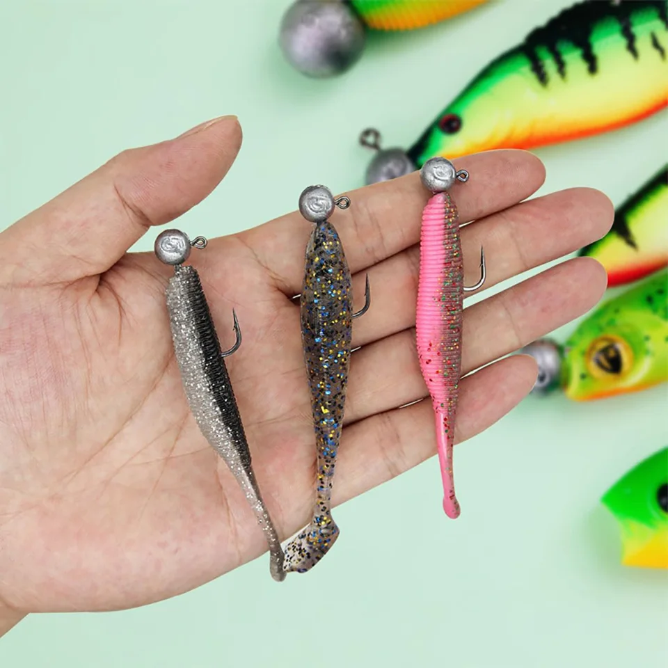 50 Stück Angelhaken mit Rundkopf und Widerhaken 2g-20g Jighead-Angelhaken für Weichköder-Set für Barsch und Forelle in Süß- und Salzwasser – Detail 6