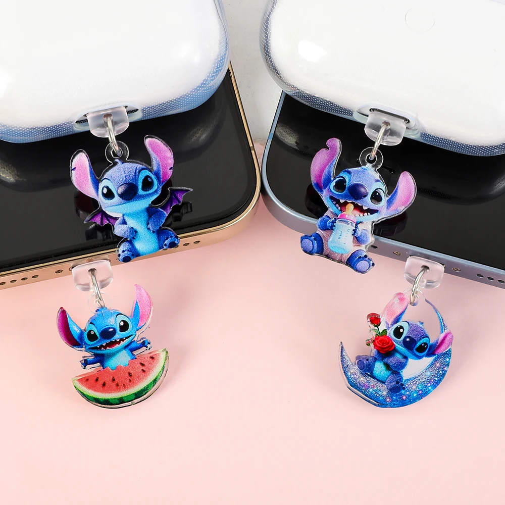 سدادات غبار الهاتف Stitch - واقي منفذ ديزني ليلو وستيتش اللطيف، غطاء متين مضاد للغبار لأجهزة iPhone وAndroid