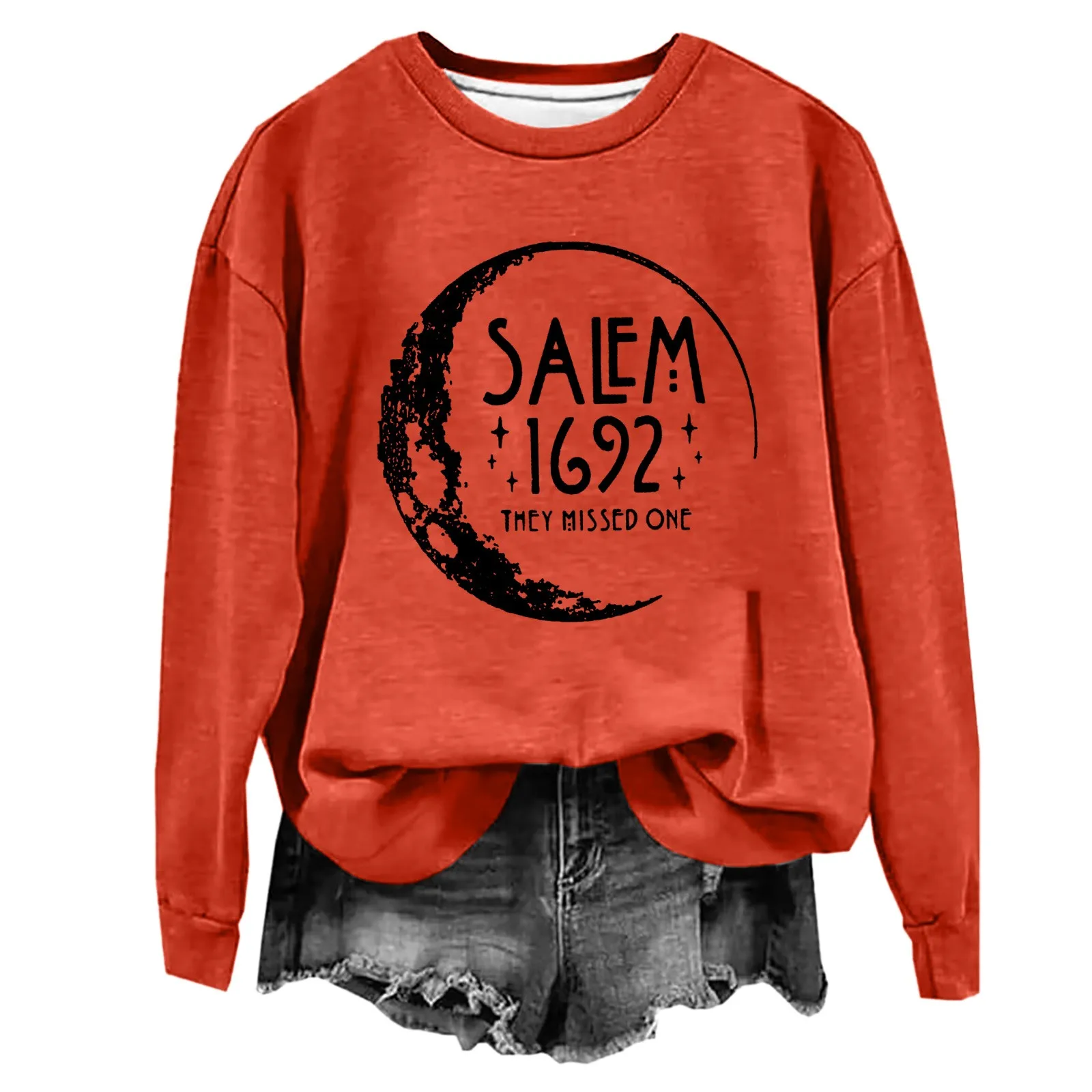 Halloween Witchy Things Bluza Crewneck Długie rękawy Casual Y2k Bluzy Z Wzorem American Vintage Oversized Bez Kaptura