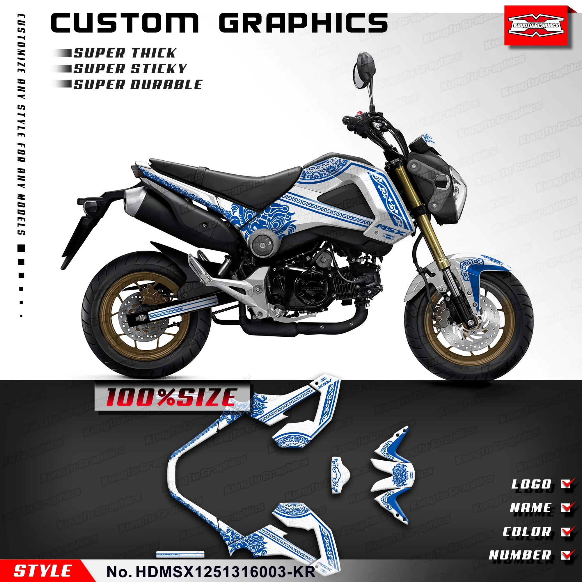 

KUNGFU GRAPHICS Motorcycle Vinyl Stickers Kit Custom Design for Honda Grom MSX 125 MSX125 2013 2014 2015 2016