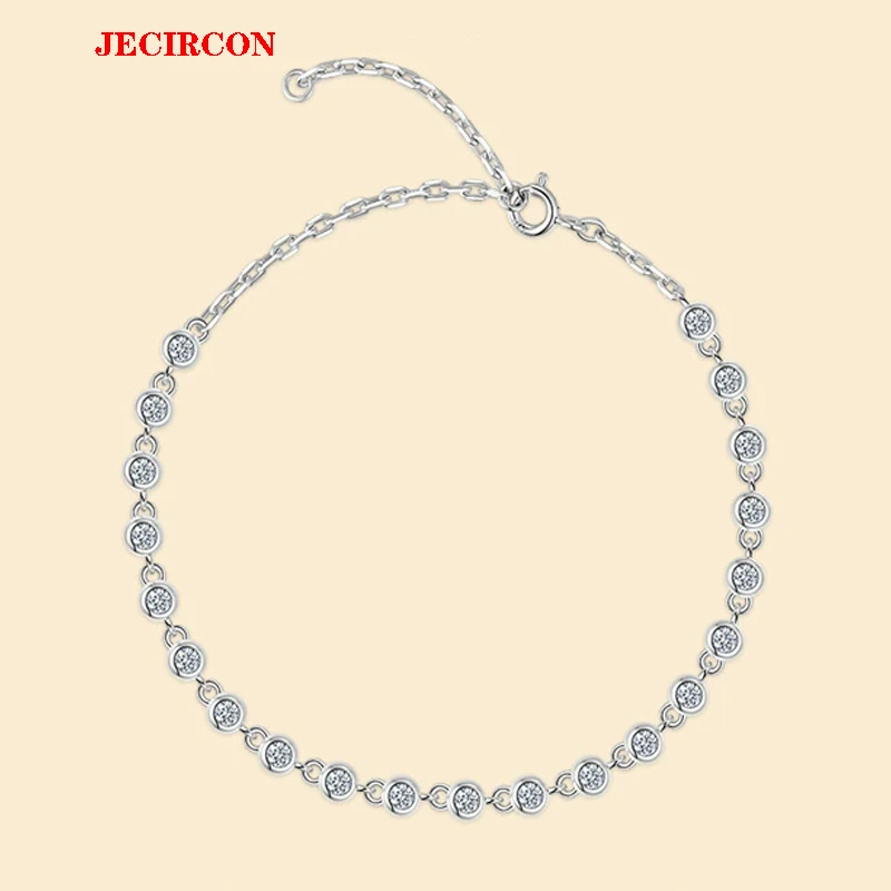 

JECIRCON Новое поступление! Женский браслет из стерлингового серебра 925 пробы с муассанитом и пузырьками 2,5 мм, модные роскошные ювелирные изделия с каменем