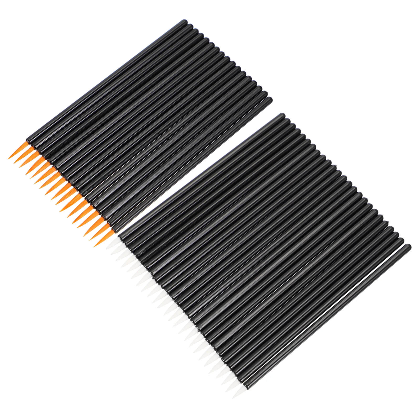 100 個アイライナーブラシ人工繊維杖黒ハンドル軽量ポータブルメイクアップツール液体アイライナーリップライナー