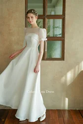 FANAN Korea O-Neck White Organza Floor Length Princess Wedding Dresses 웨딩드레스  Customized Photoshoot Bride Gowns Plus Size