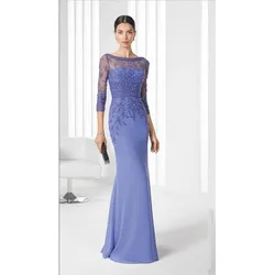 Personalizado apliques lantejoulas mãe da noiva vestidos de manga longa apliques noivo madrinha vestidos de noite para casamento