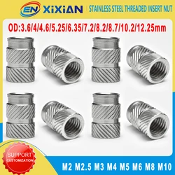 304 Stainless Steel Threaded Insert Nut M2.5 M3 M4 M5 M6 M8 M10 Hot Melt Injection Molding Embedment Heat Set Nut for 3d Printer