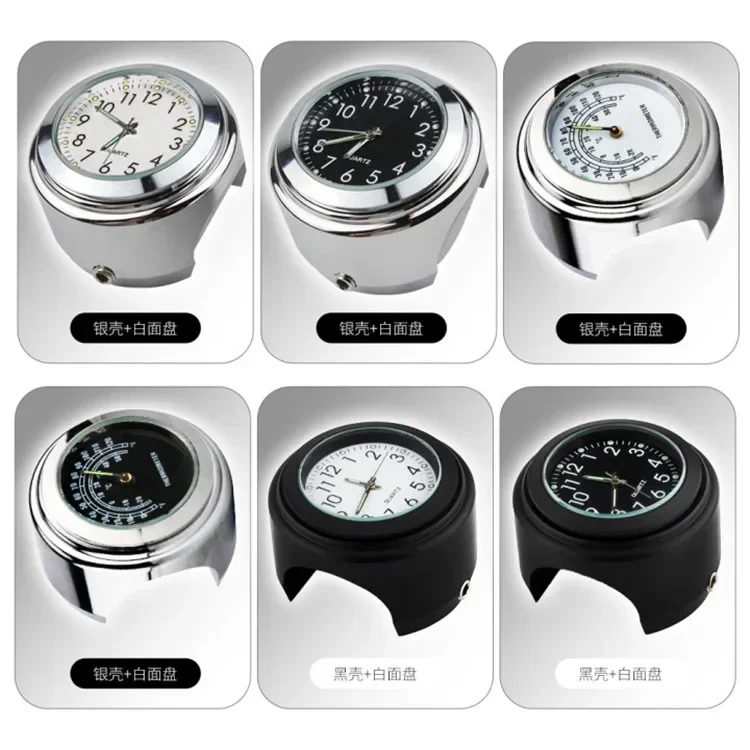 Waterproof Luminous Motorcycle Handlebar Clock - Universal Chrome Temp Gauge with Thermometer, Moto Accessories Universal