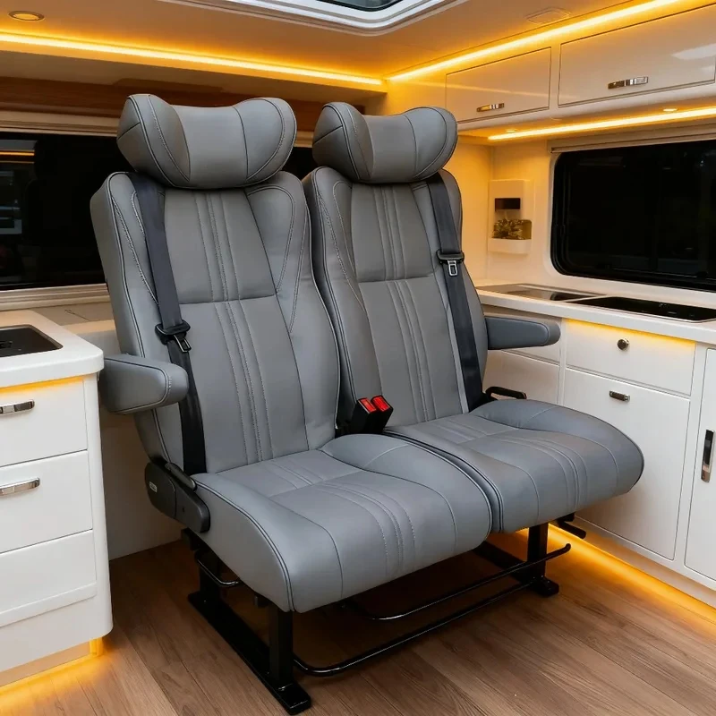 Custom Thick Leather Split Car, Adjustable Folding Front Single, Comfort Support Design, Universal RV