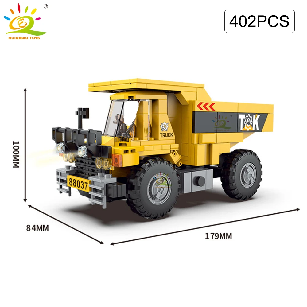 HUIQIBAO TOYS Engineering Truck Building Blocks Bulldozer Dump Truck Car City Construction MOC Bricks Set For Children Kids