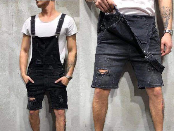 Casual Mens Jeans Work Pants Suspenders Men Clothing Adjustable Overalls Ripped Jeans Denim Shorts Men Cargo Pants Baggy Jeans