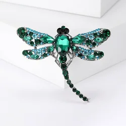 Fashion Large Rhinestone Dragonfly Brooches For Women Suit Exquisite Dragonfly Insect Animal Fancy Brooch Luxury Jewelry Gift
