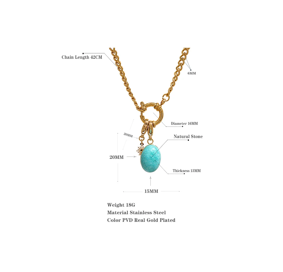 Yhpup Edelstahl Blauer Naturstein Sternkette Kragen Halskette Wasserdichter Schmuck Zarter Charm Collier für Frauen – Detail 7