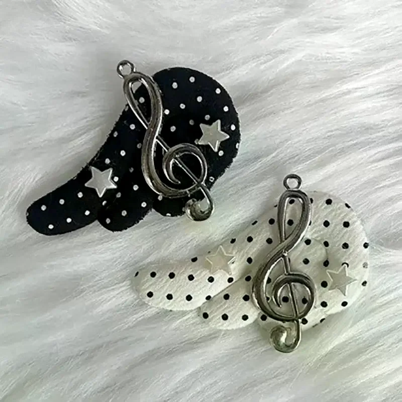 Original Harajuku Polka Dot Star Note Wing Hair Clip Cute Angel Wing Y2K Duckbill Bangs Clip Subcultural Decorative Accessories