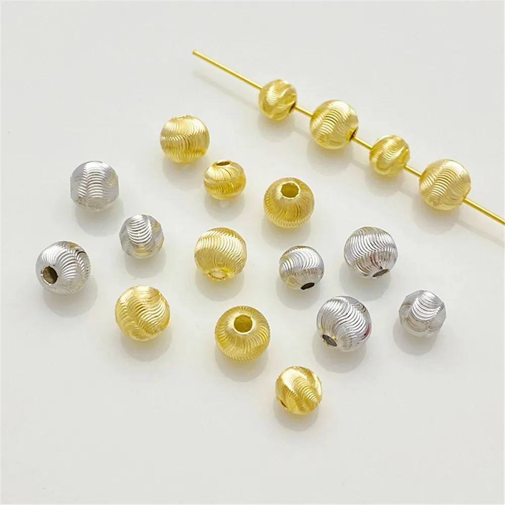 14K Gold Batch Flower Fine-grained Flash Cat Eye Beads Loose Beads Handmade DIY Bracelet Necklace Jewelry Material Accessories